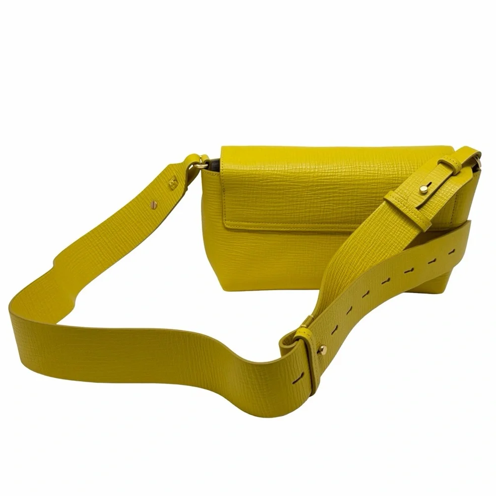 Anya Hindmarch Mortimer Cross-body Crosshatch Calf Leather in Taxi Yellow, NWT - Picture 5 of 14